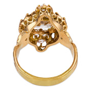 Victorian GIA 1.80 carat diamond 18k yellow gold cluster ring