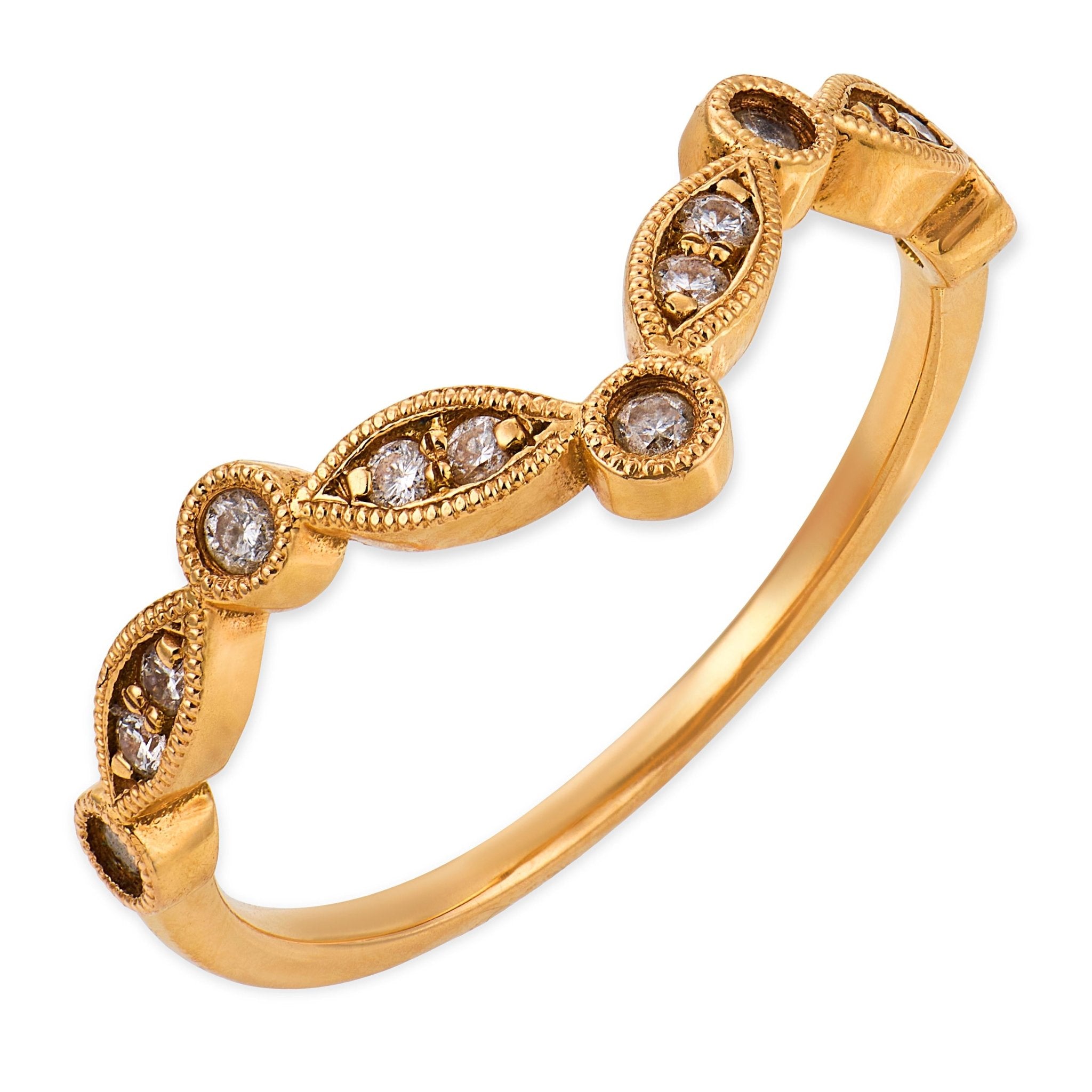 Vintage diamond 18k yellow gold wedding band