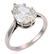 French Art Deco GIA 1.72 carat diamond 18k white gold engagement ring