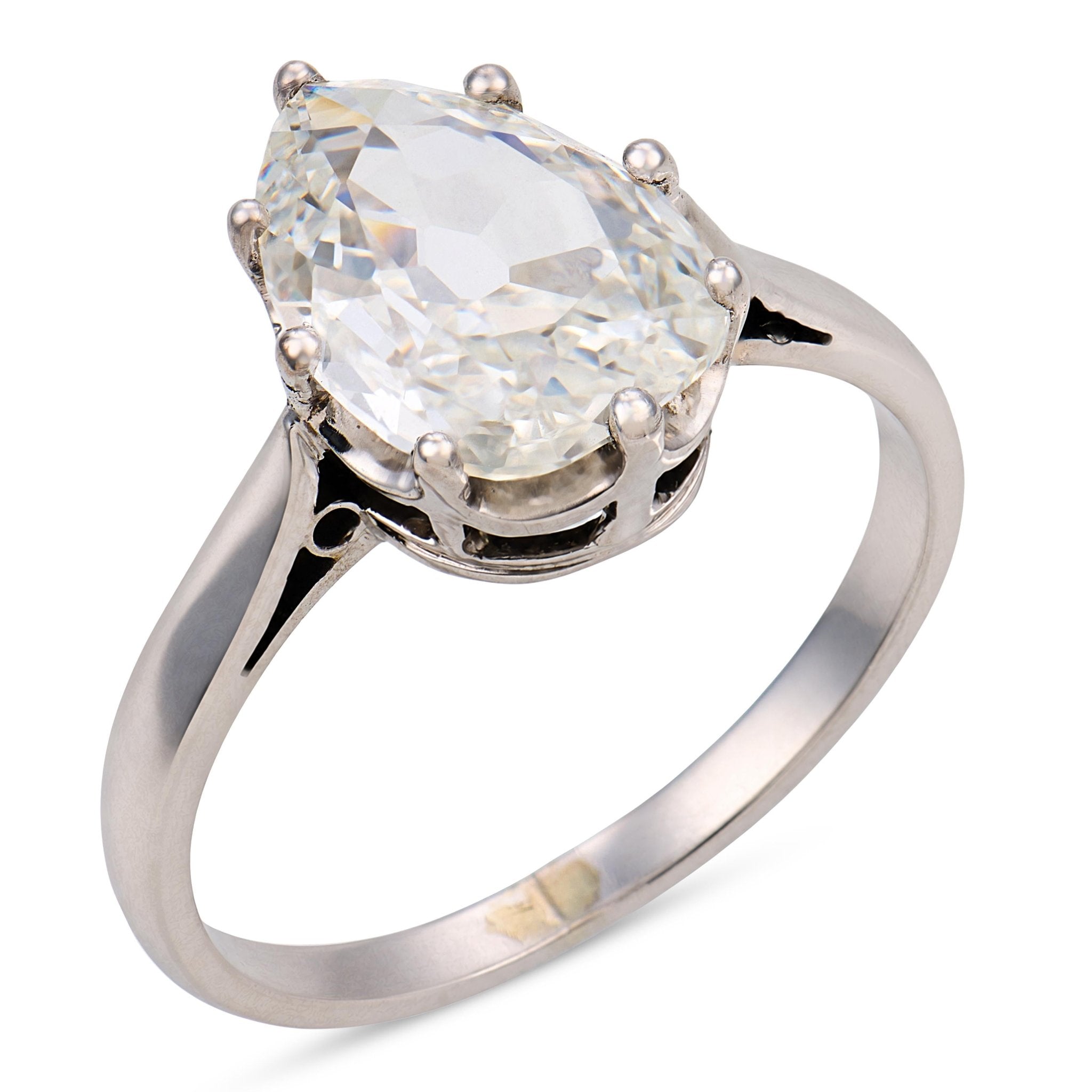 French Art Deco GIA 1.72 carat diamond 18k white gold engagement ring