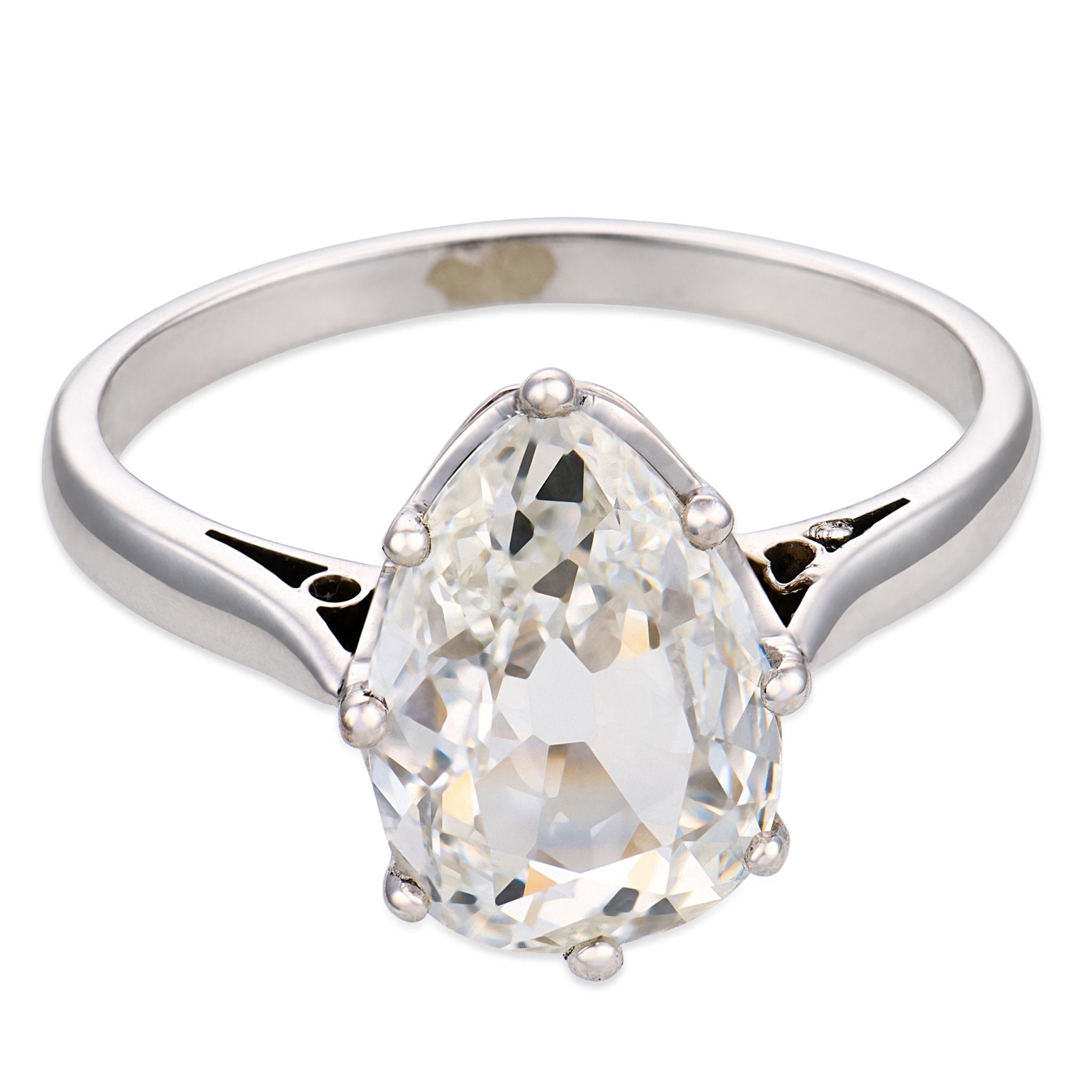French Art Deco GIA 1.72 carat diamond 18k white gold engagement ring