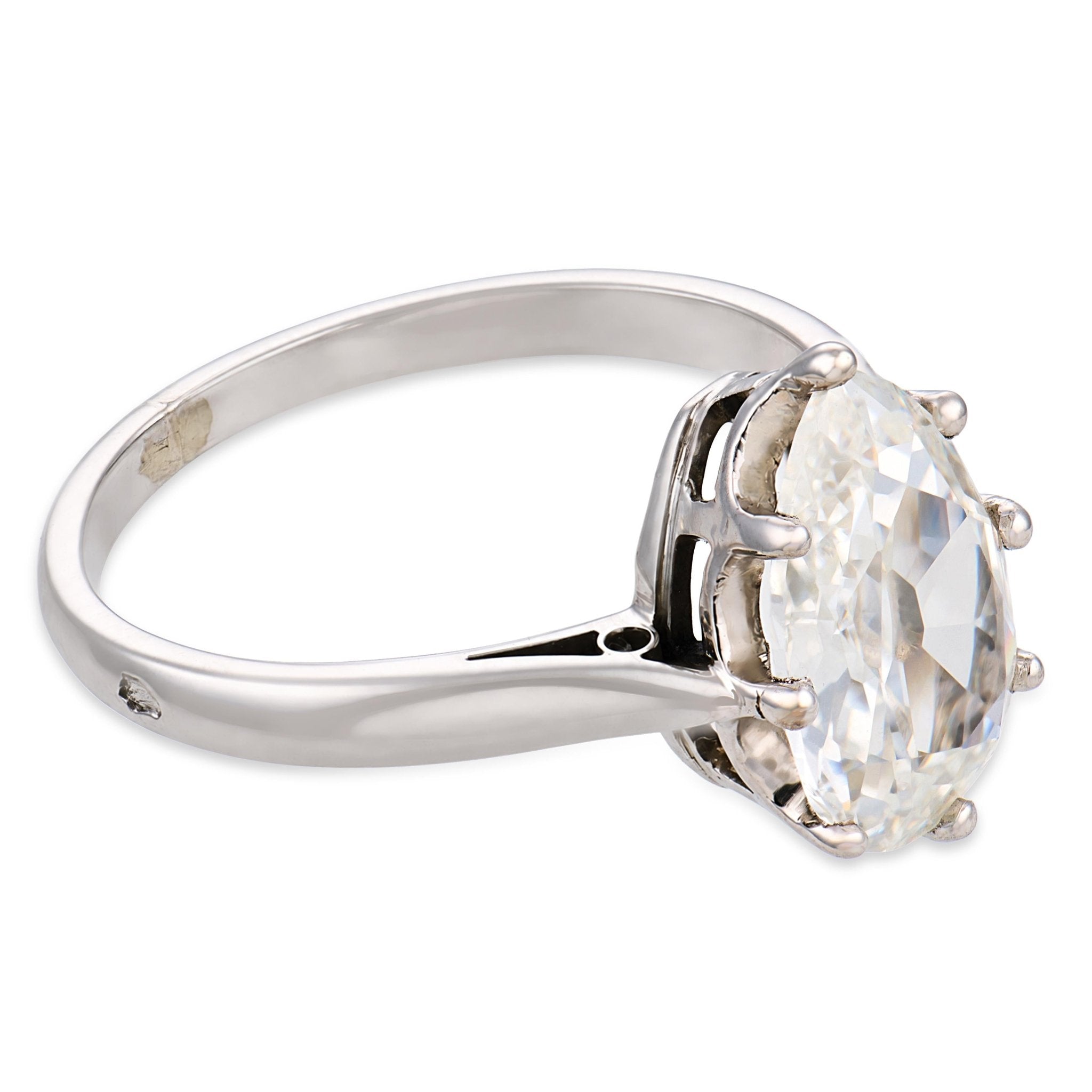 French Art Deco GIA 1.72 carat diamond 18k white gold engagement ring