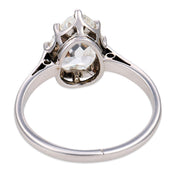 French Art Deco GIA 1.72 carat diamond 18k white gold engagement ring