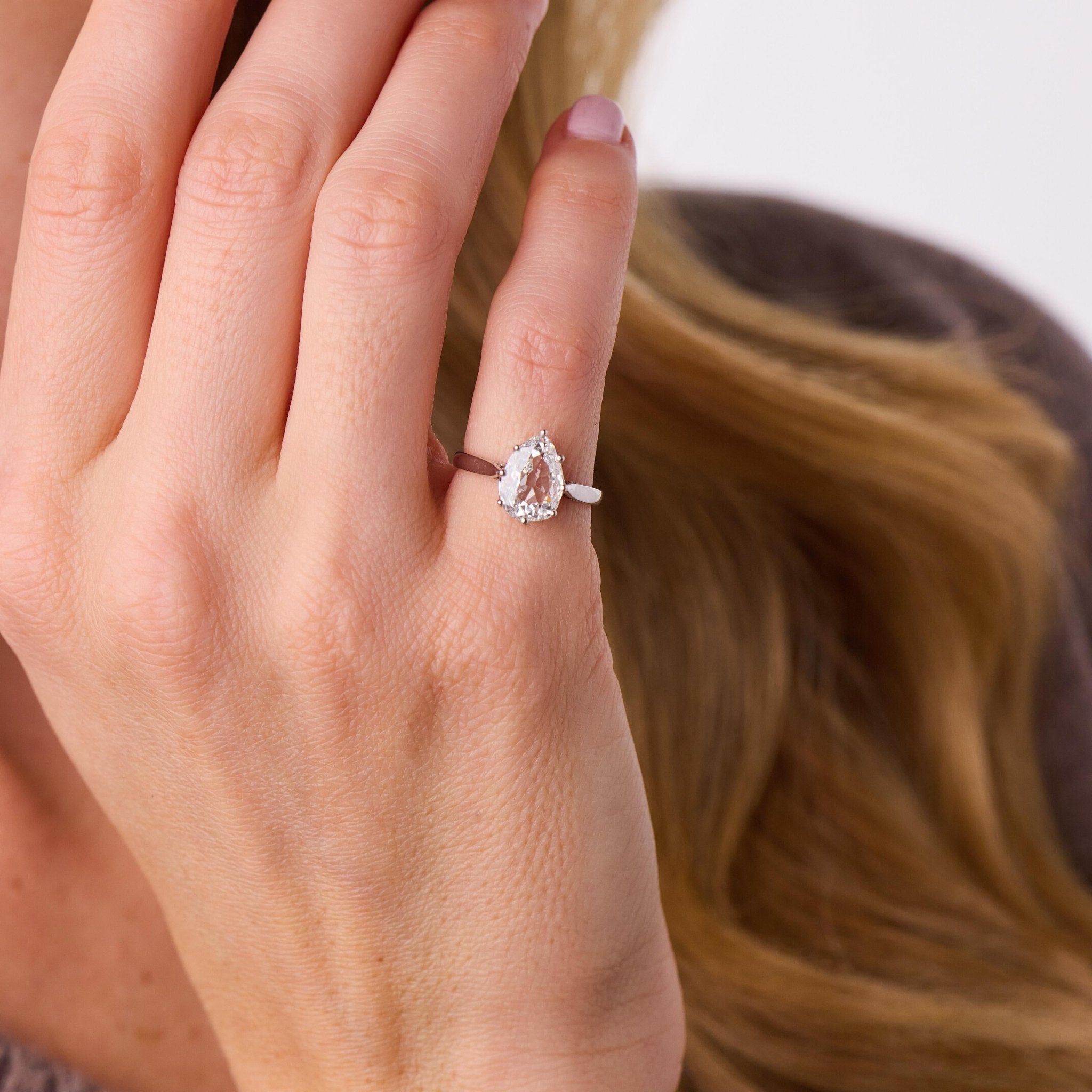 French Art Deco GIA 1.72 carat diamond 18k white gold engagement ring