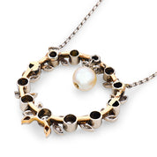 Edwardian diamond pearl platinum wreath necklace