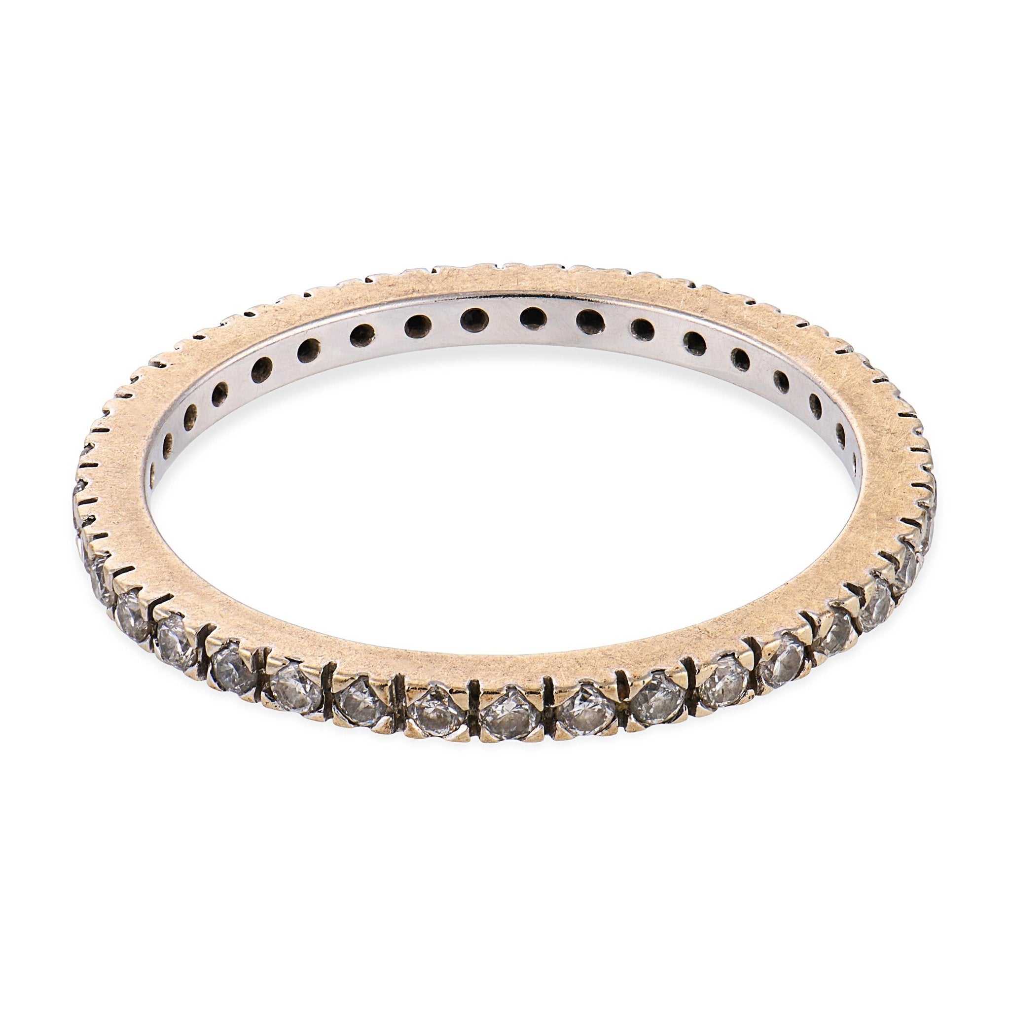 Vintage round brilliant cut diamond 14k white gold eternity band