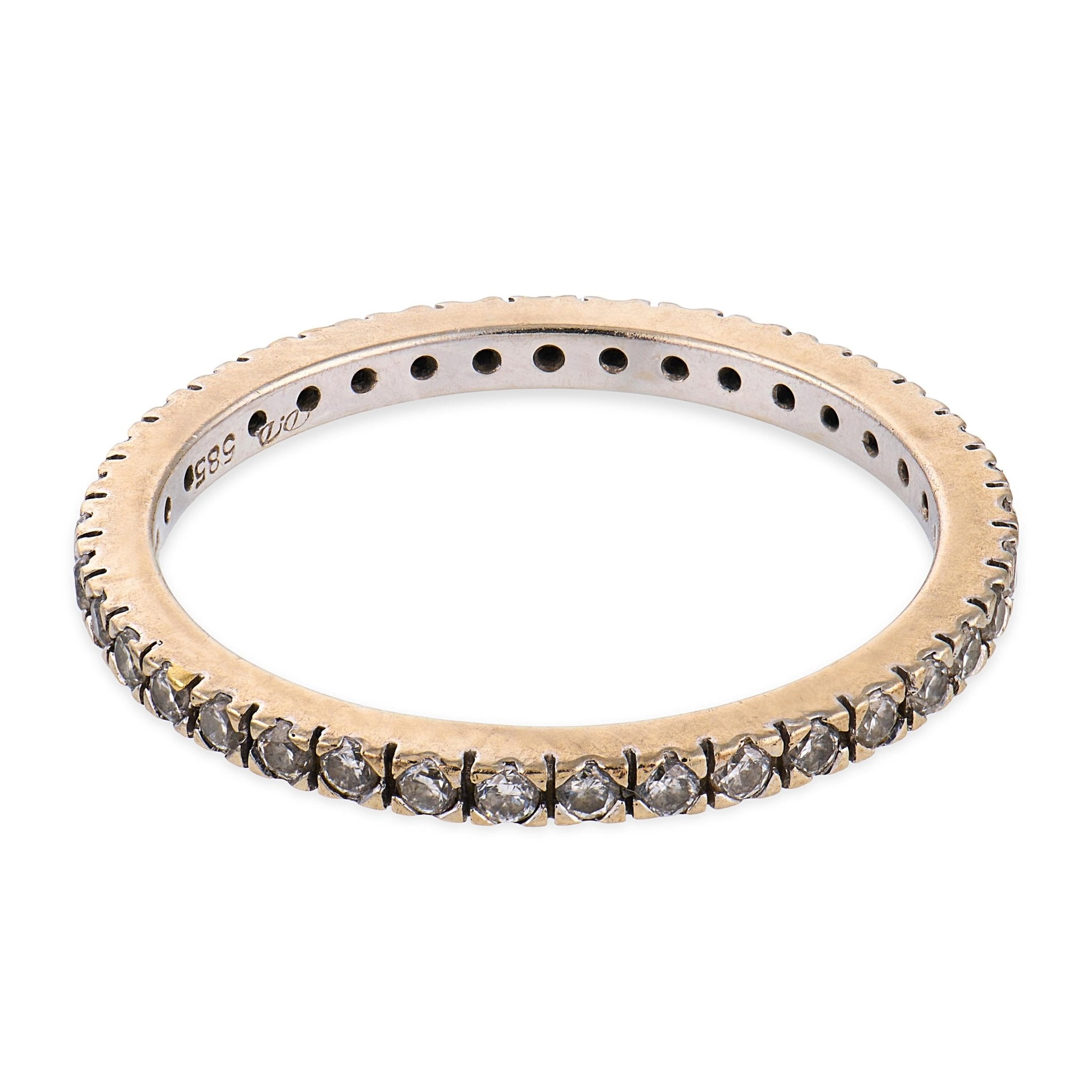 Vintage round cut diamond 14k white gold eternity band