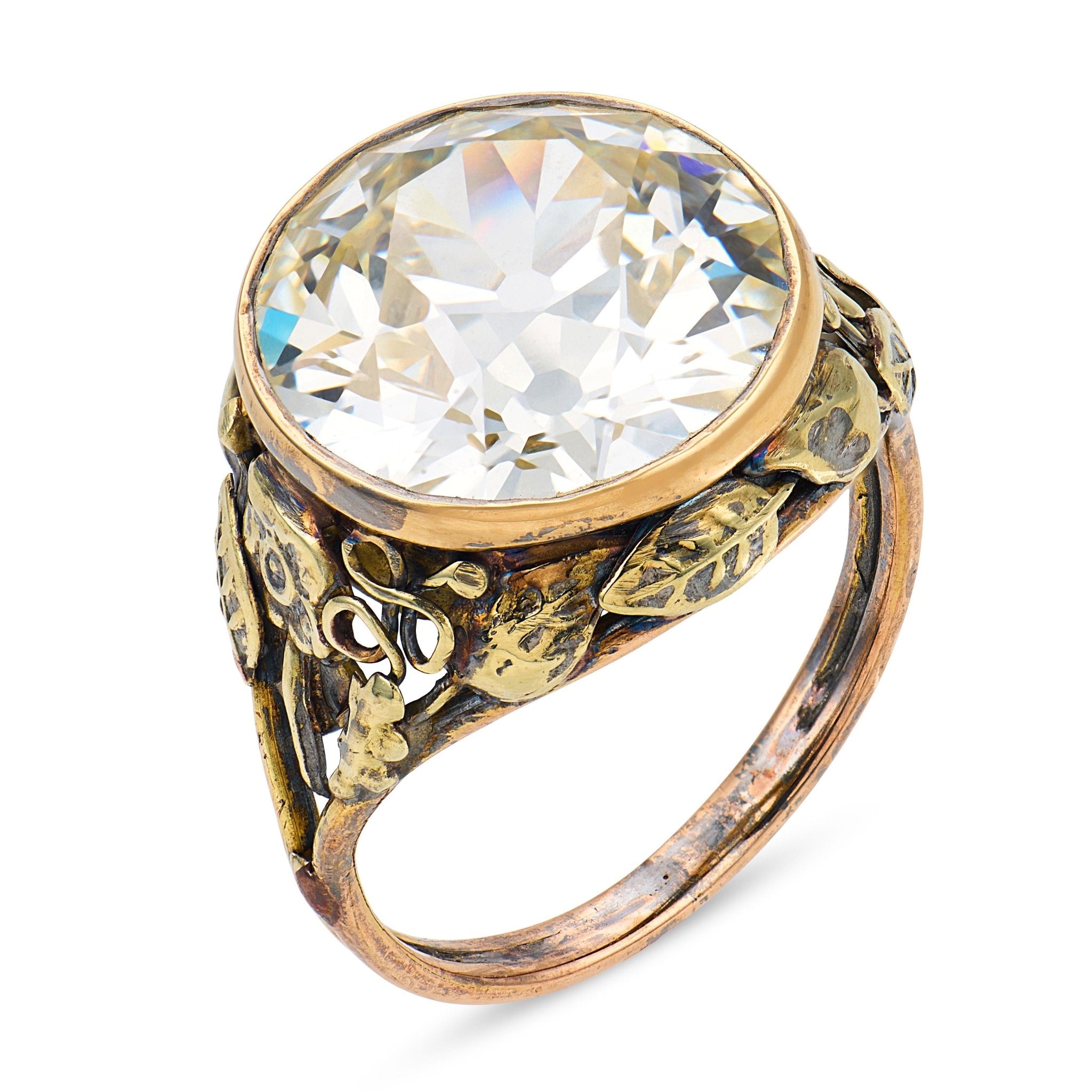 Victorian GIA 7.14 carat diamond 14k yellow gold ring