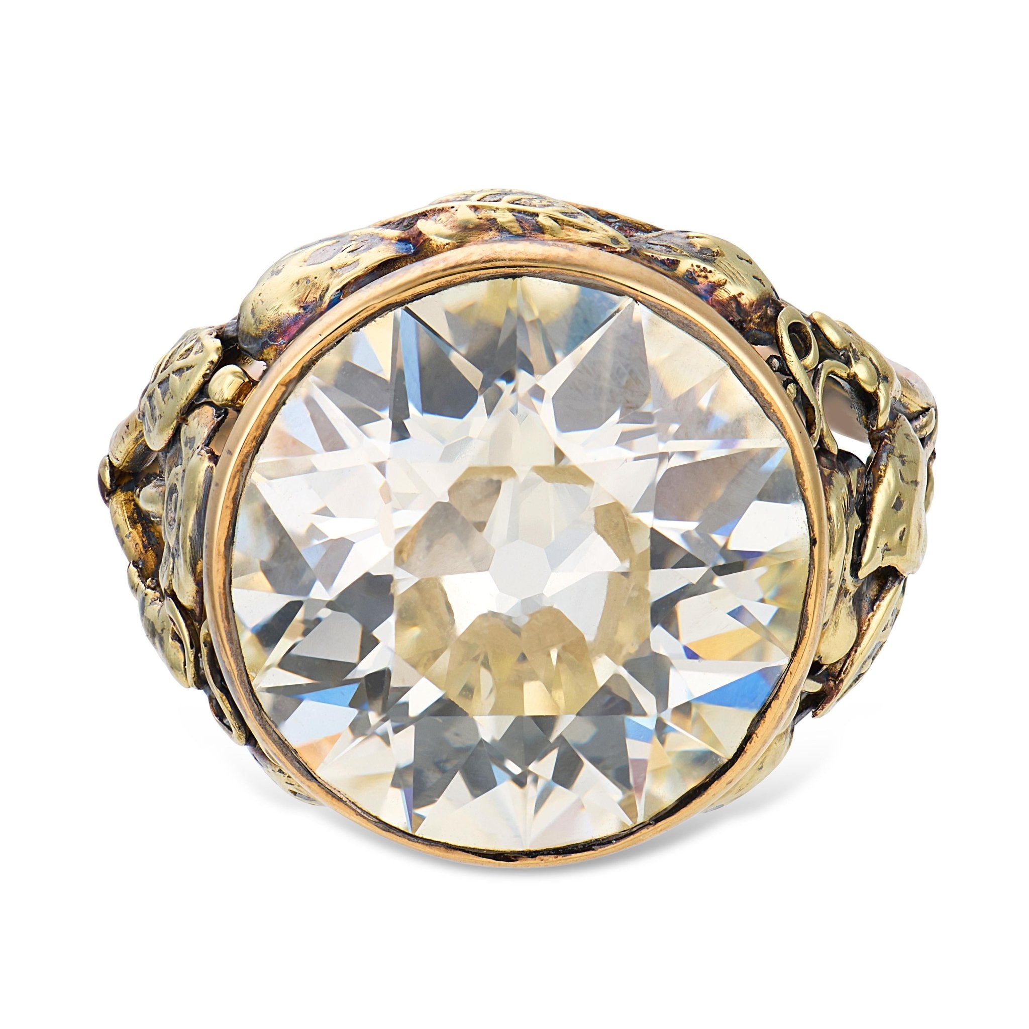 Victorian GIA 7.14 carat diamond 14k yellow gold ring