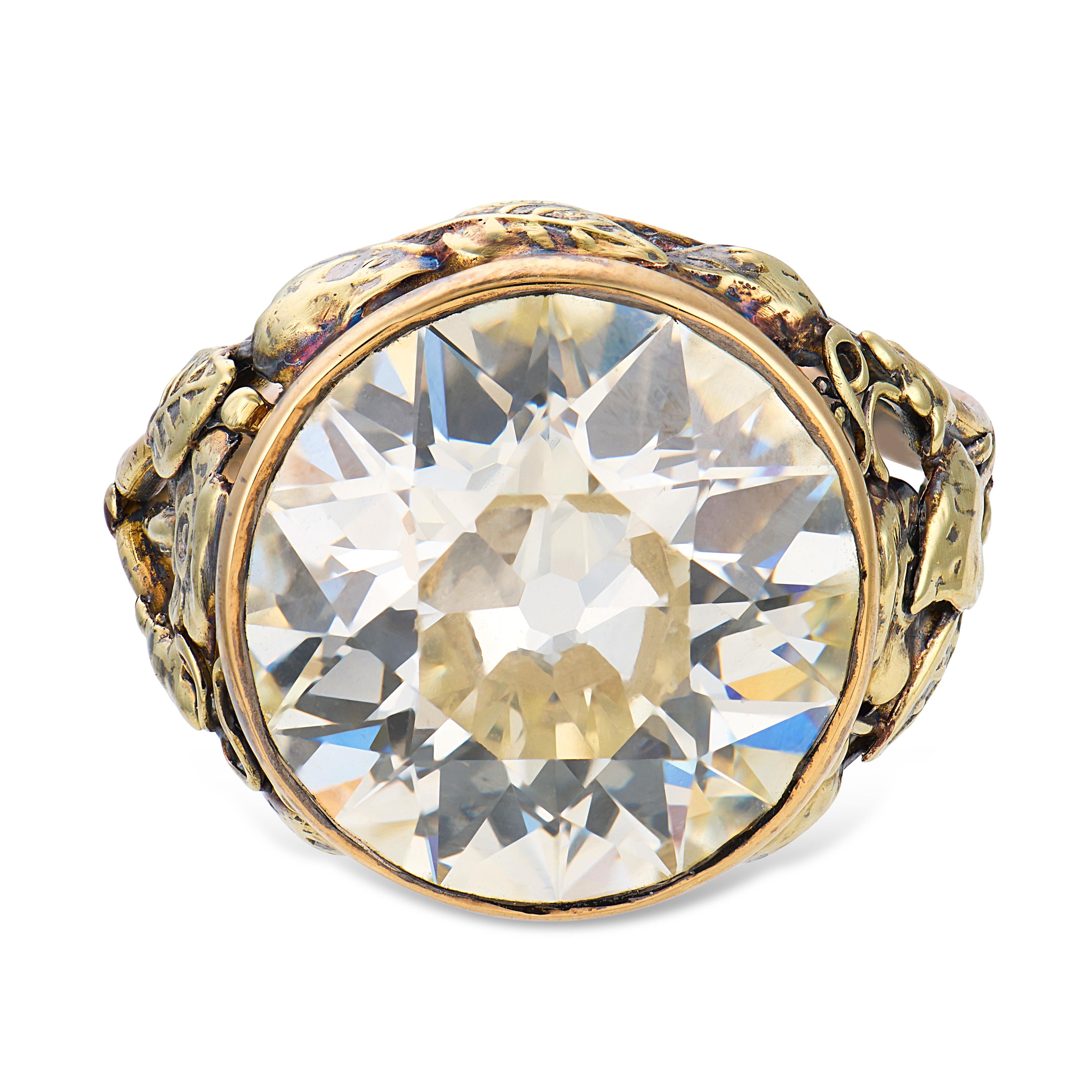 Victorian GIA 7.14 carat diamond 14k yellow gold ring