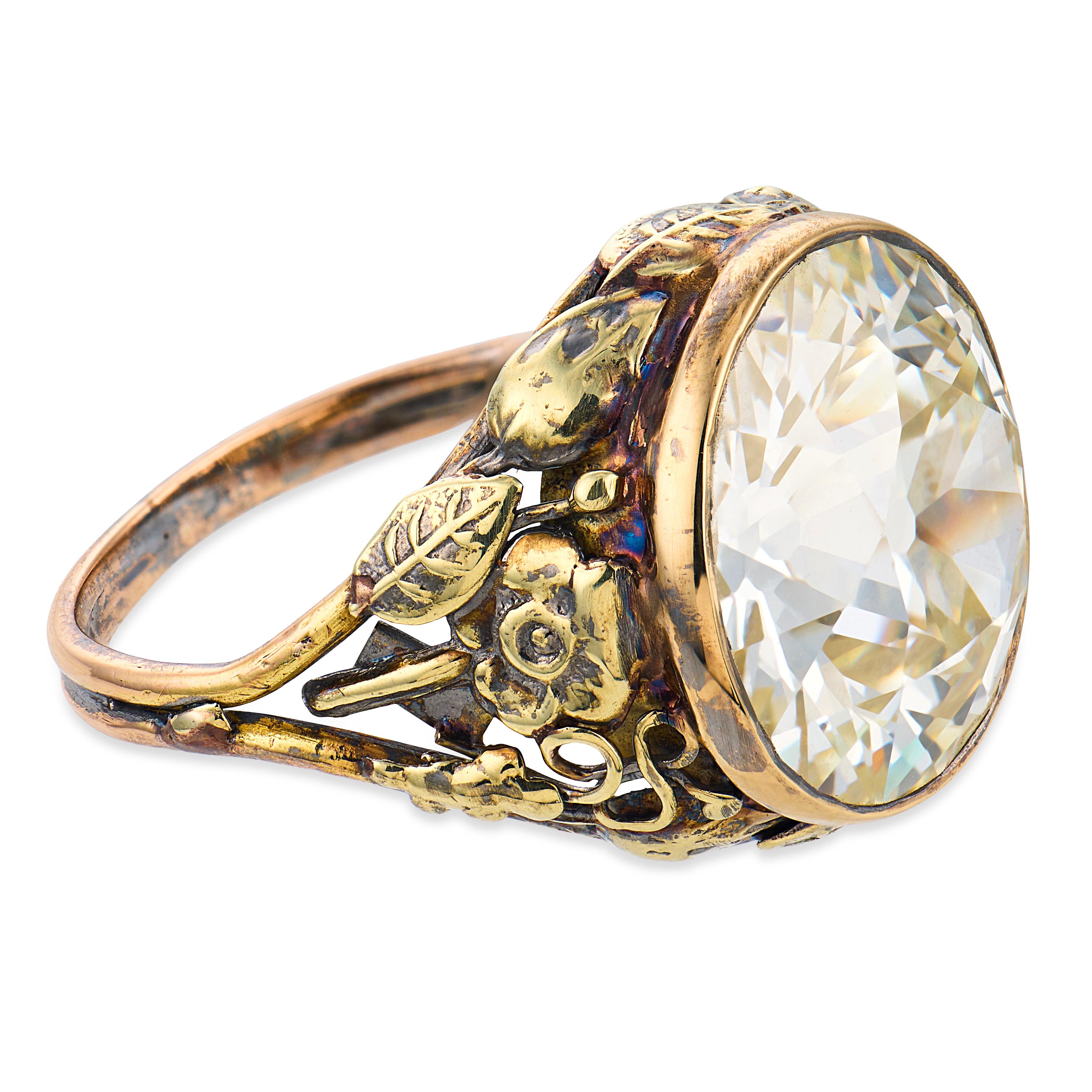 Victorian GIA 7.14 carat diamond 14k yellow gold ring