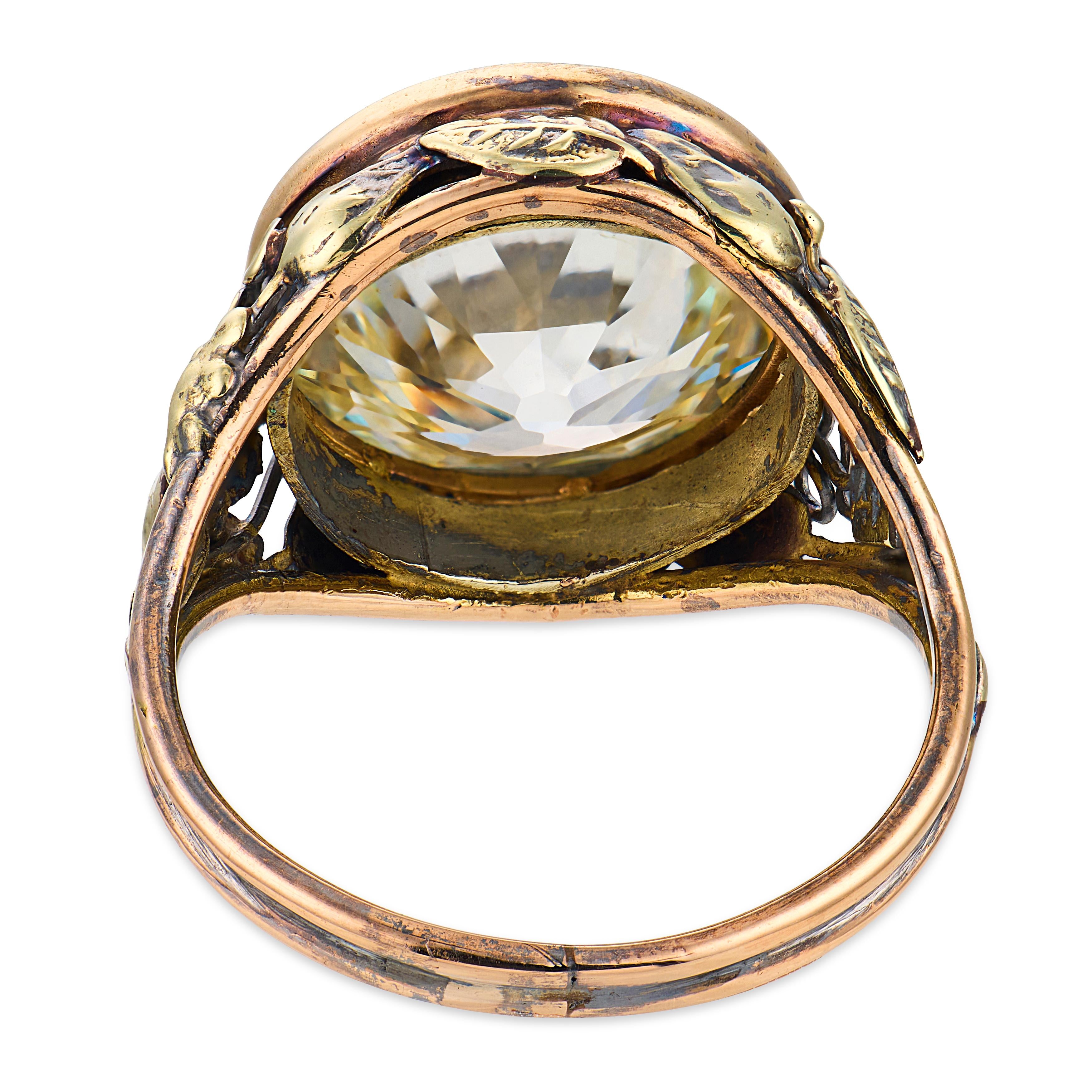 Victorian GIA 7.14 carat diamond 14k yellow gold ring