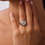Victorian GIA 7.14 carat diamond 14k yellow gold ring