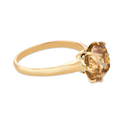 Victorian GIA 3.41 carat old mine cut diamond 14k yellow gold engagement ring
