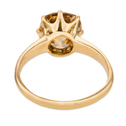 Victorian GIA 3.41 carat old mine cut diamond 14k yellow gold engagement ring