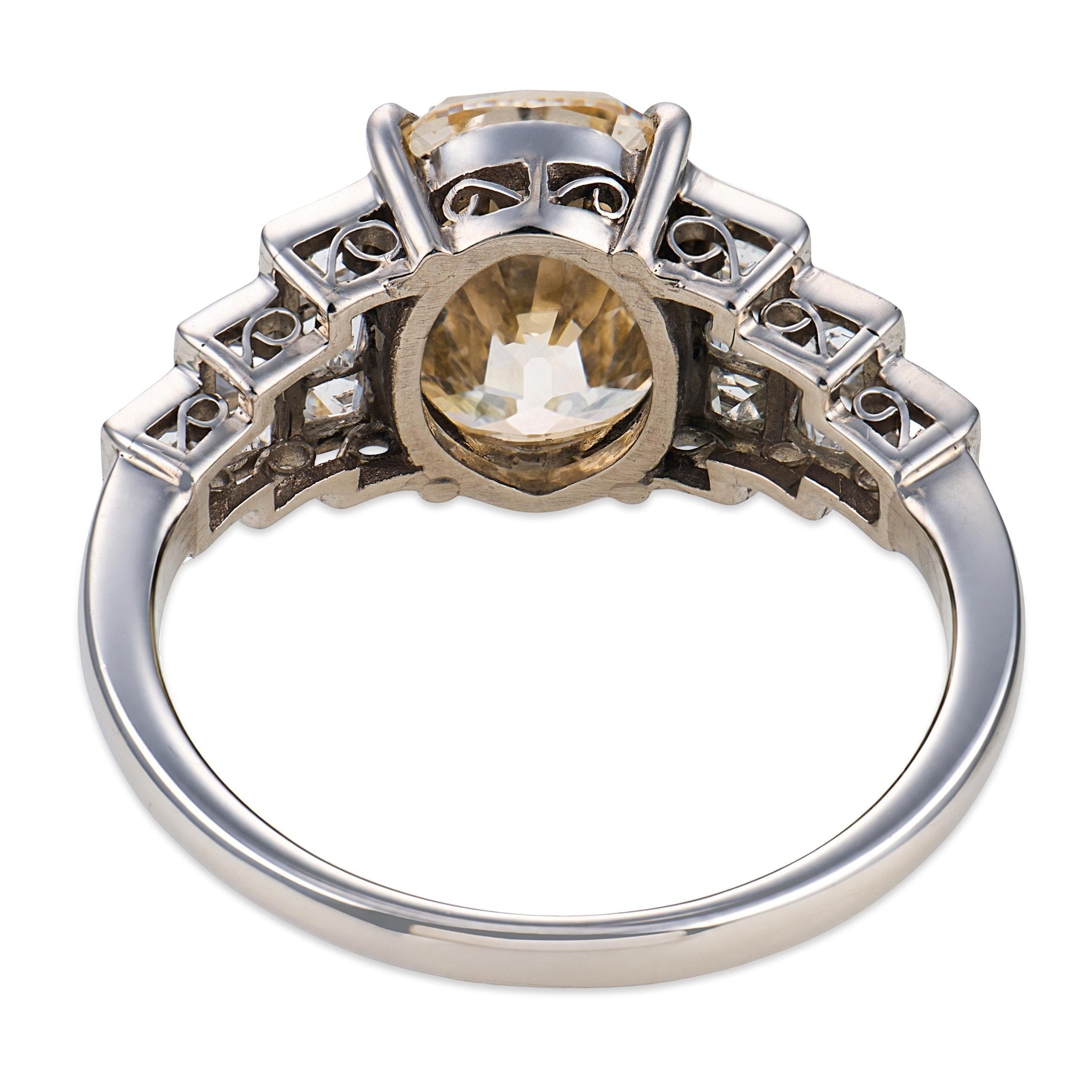Art Deco GIA 3.63 carat diamond platinum engagement ring