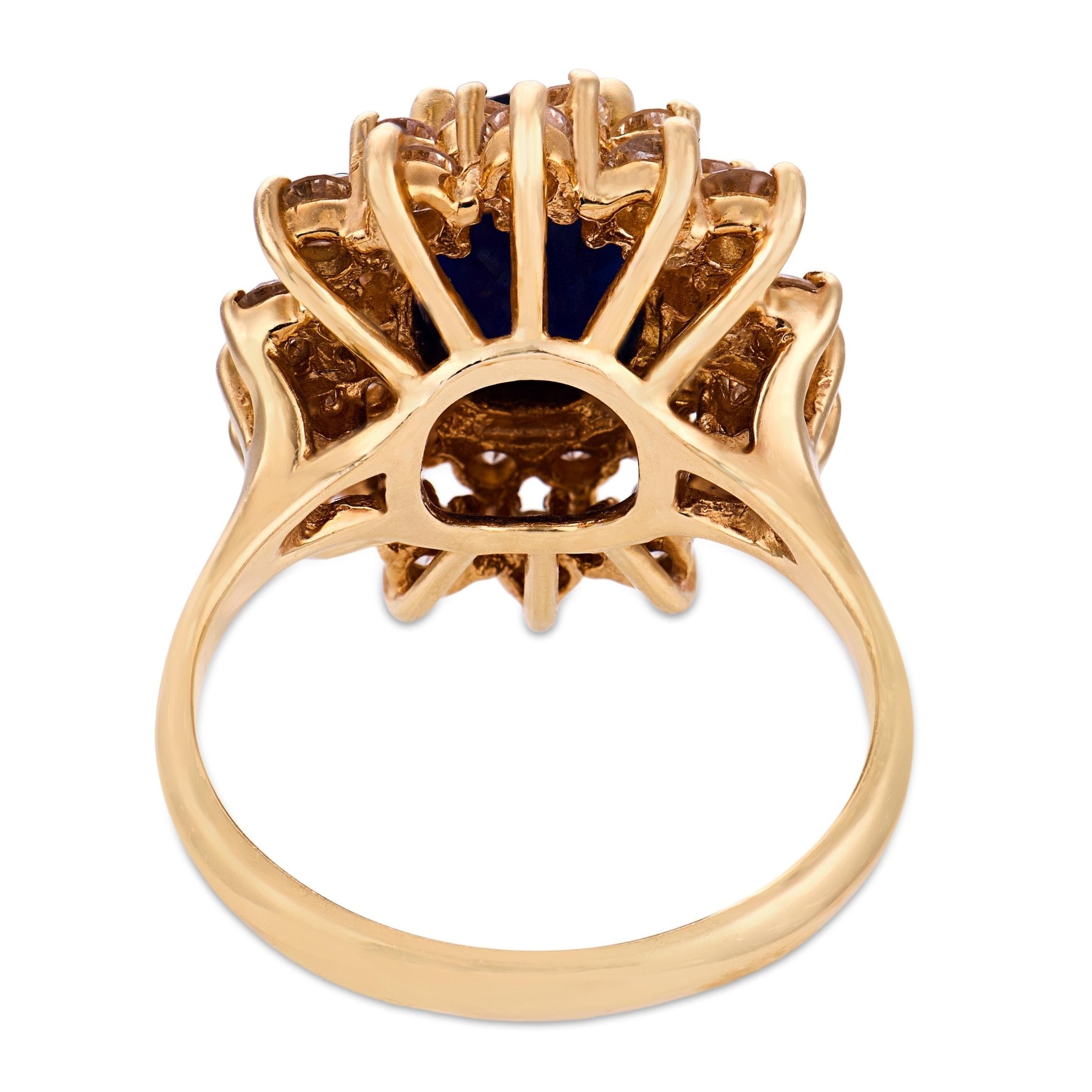 Vintage GIA 3.00 carat sapphire diamond 14k yellow gold cluster ring