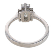 Mid Century GIA 1.00 carat diamond platinum three stone engagement ring
