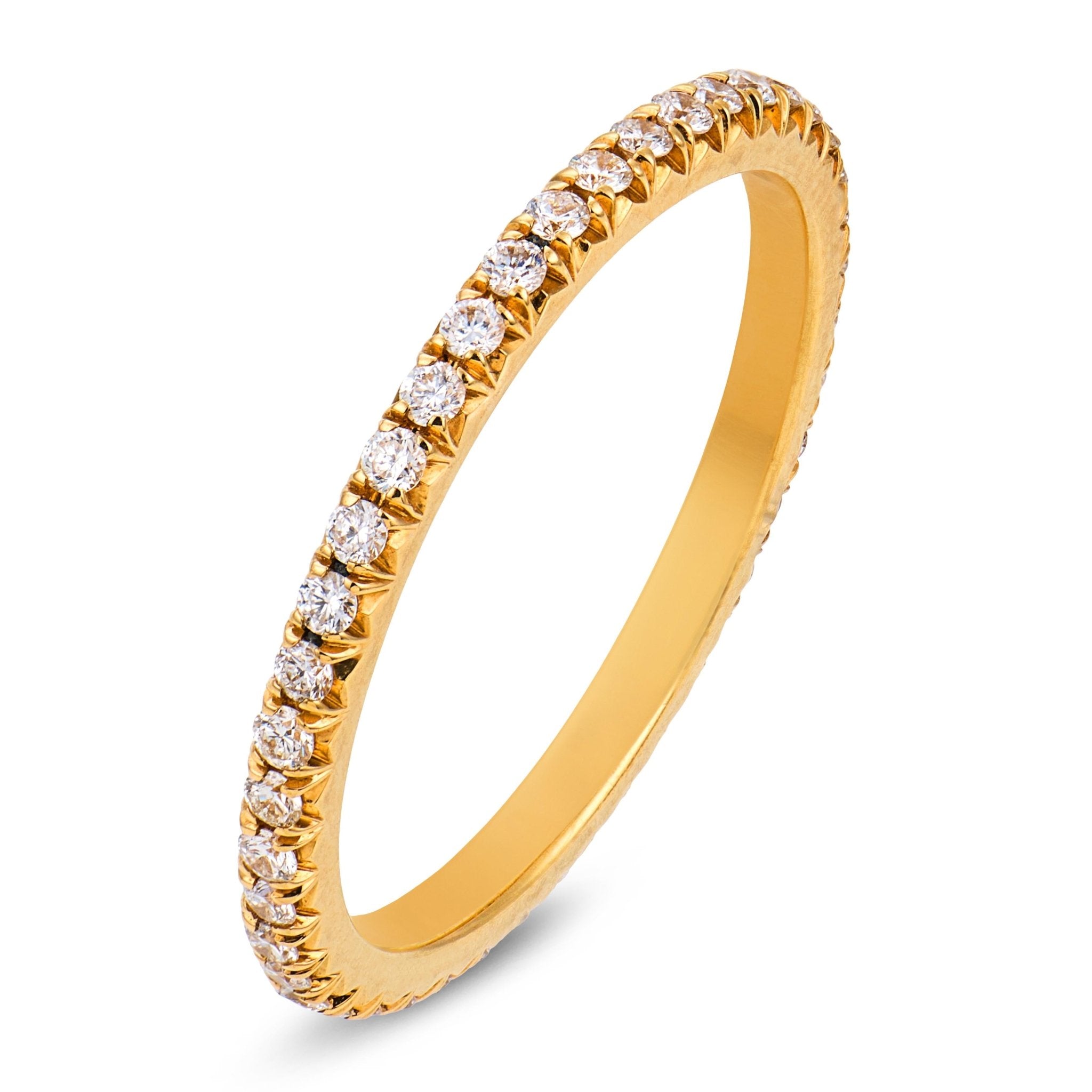 Contemporary diamond 18k yellow gold eternity band