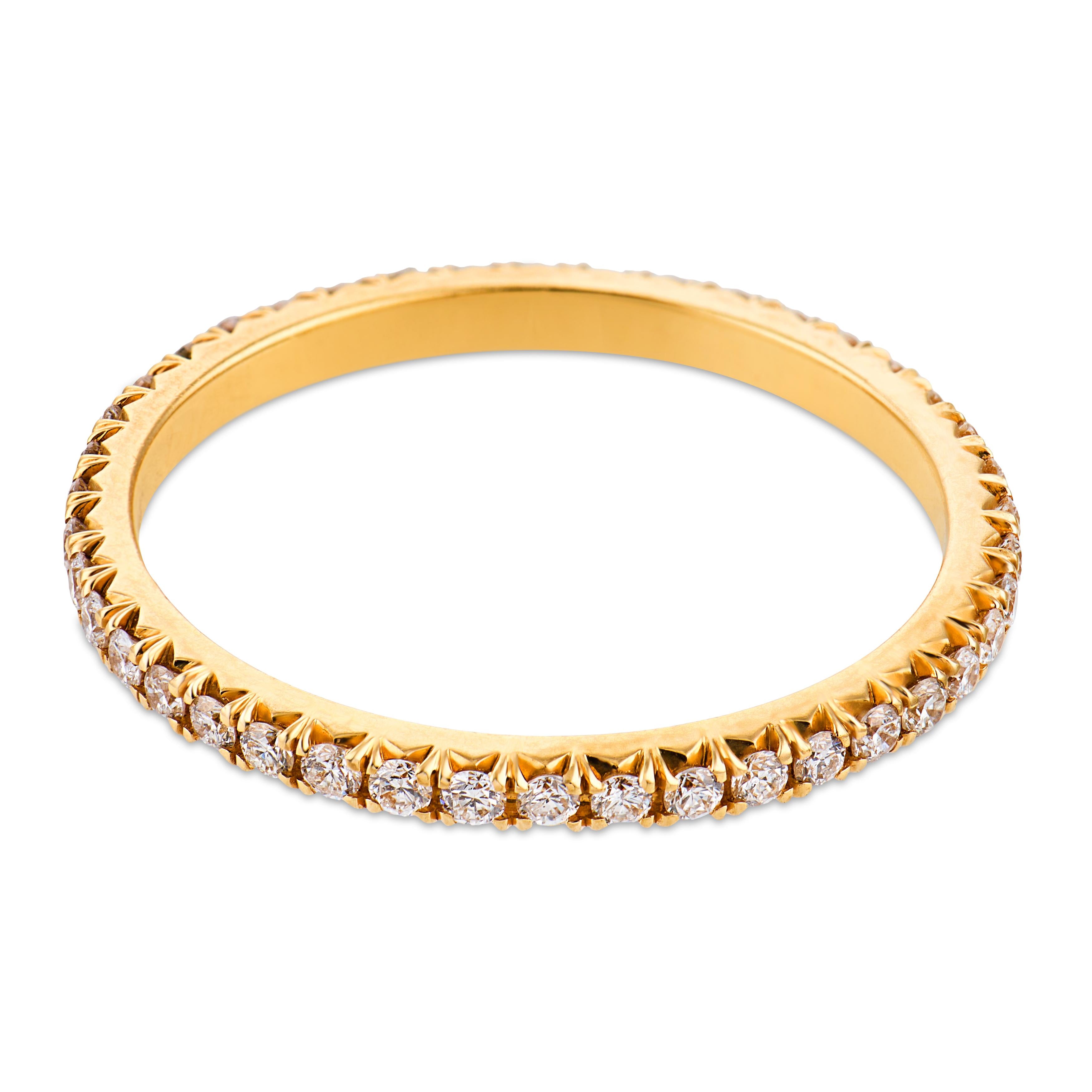 Contemporary diamond 18k yellow gold eternity band