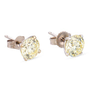 Vintage 2.00 carat round brilliant cut diamond 14k white gold stud earrings