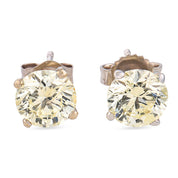 Vintage 2.00 carat round brilliant cut diamond 14k white gold stud earrings