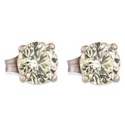 Vintage 2.00 carat round brilliant cut diamond 14k white gold stud earrings