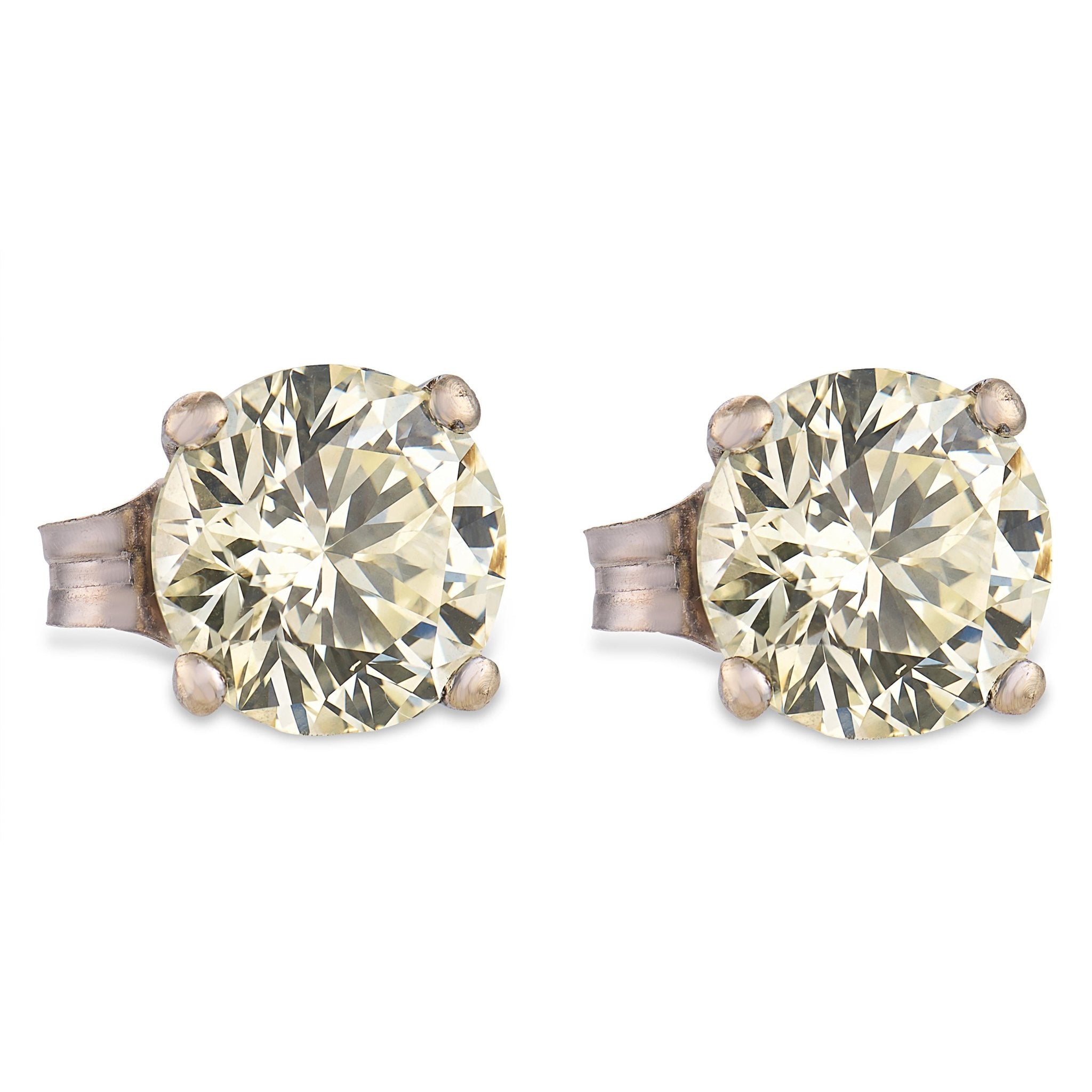 Vintage 2.00 carat round brilliant cut diamond 14k white gold stud earrings