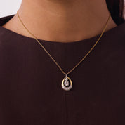 Retro diamond 14k two tone gold necklace
