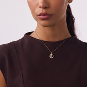 Retro diamond 14k two tone gold necklace