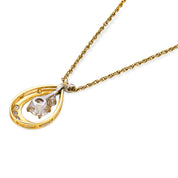 Retro diamond 14k two tone gold necklace