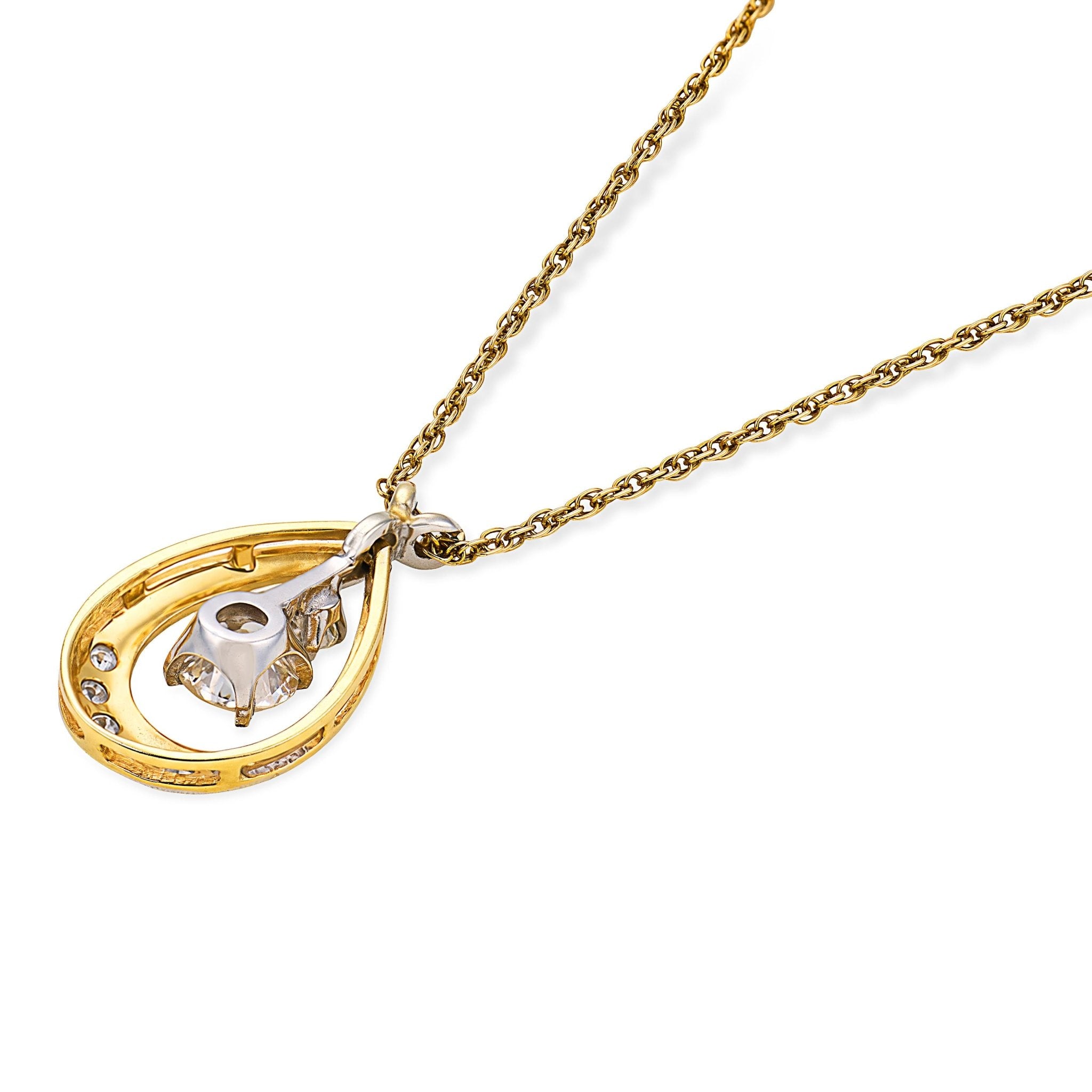 Retro diamond 14k two tone gold necklace