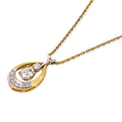 Retro diamond 14k two tone gold necklace