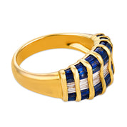 Vintage sapphire diamond 18k yellow gold ring
