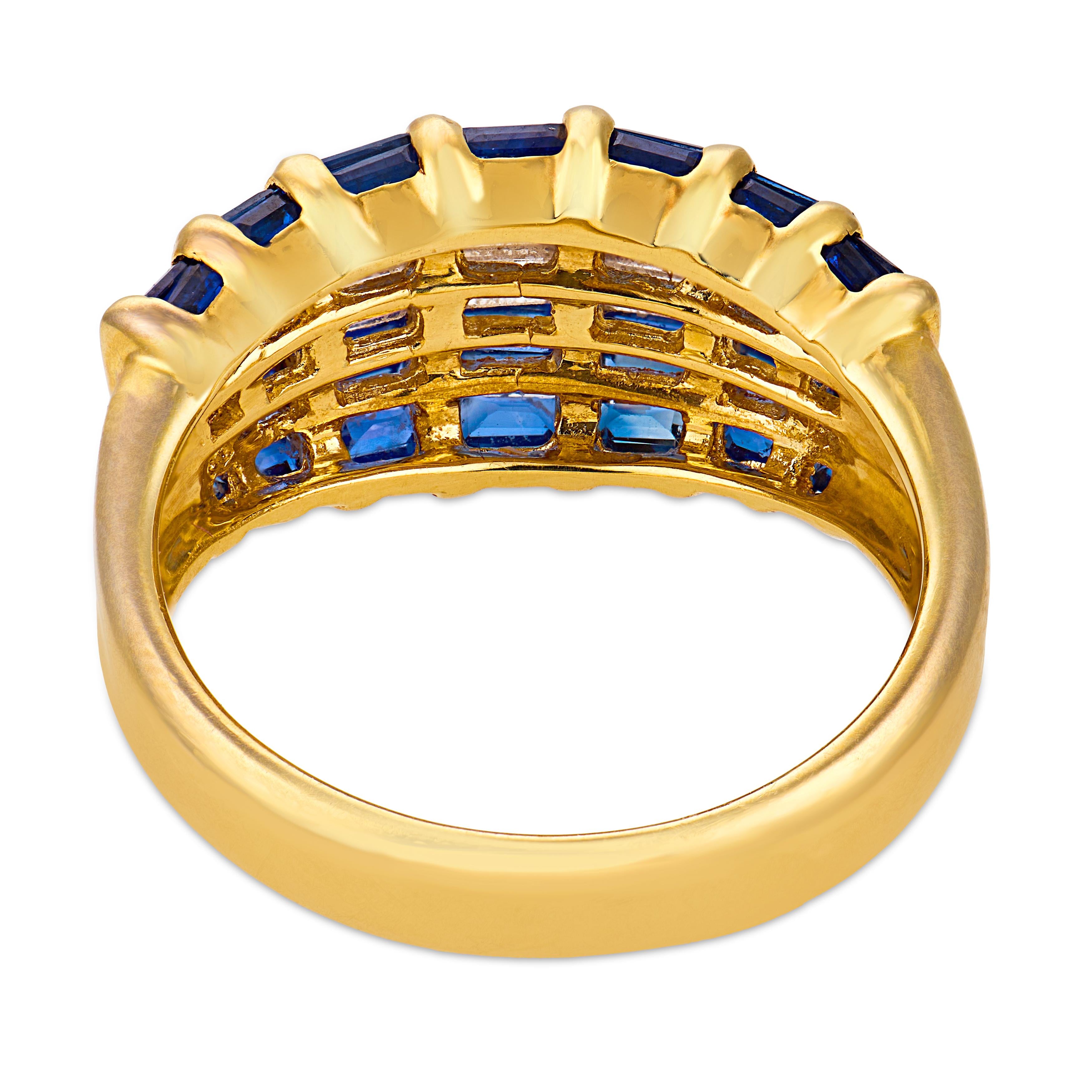 Vintage sapphire diamond 18k yellow gold ring