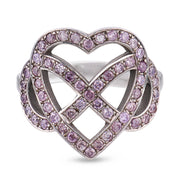 Vintage fancy pink diamond platinum infinity heart ring