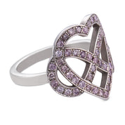 Vintage fancy pink diamond platinum infinity heart ring
