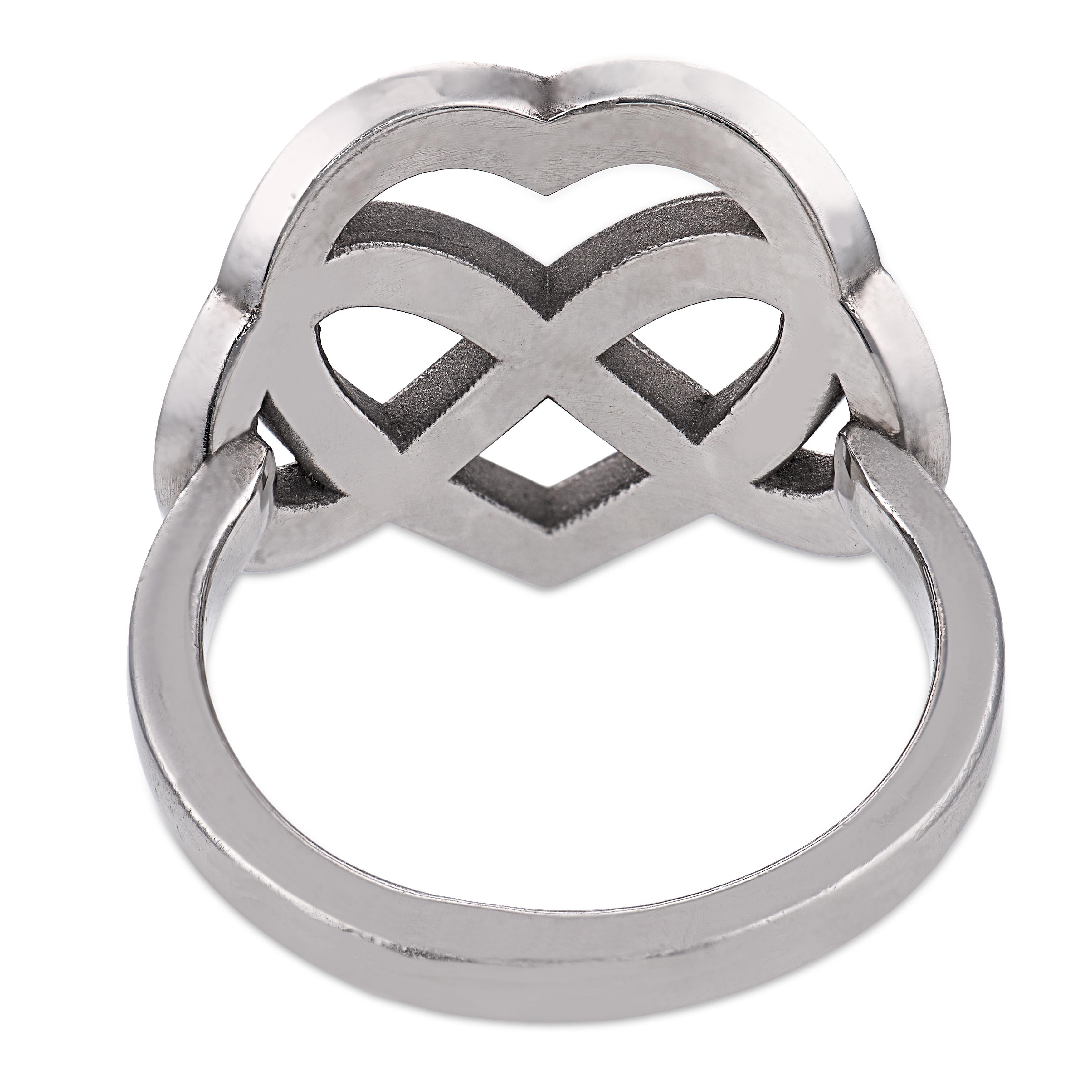 Vintage fancy pink diamond platinum infinity heart ring