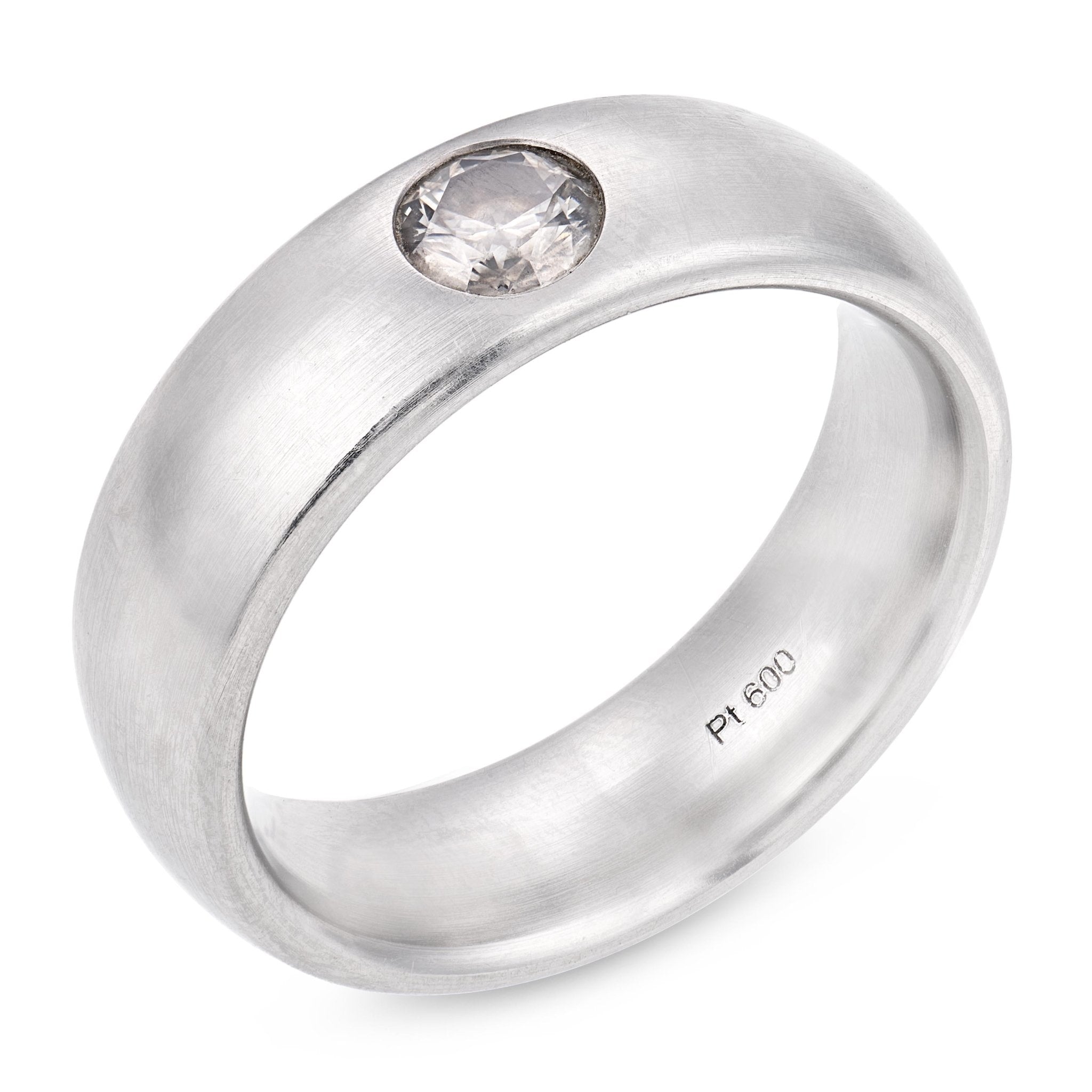 Vintage diamond platinum bezel set wedding band