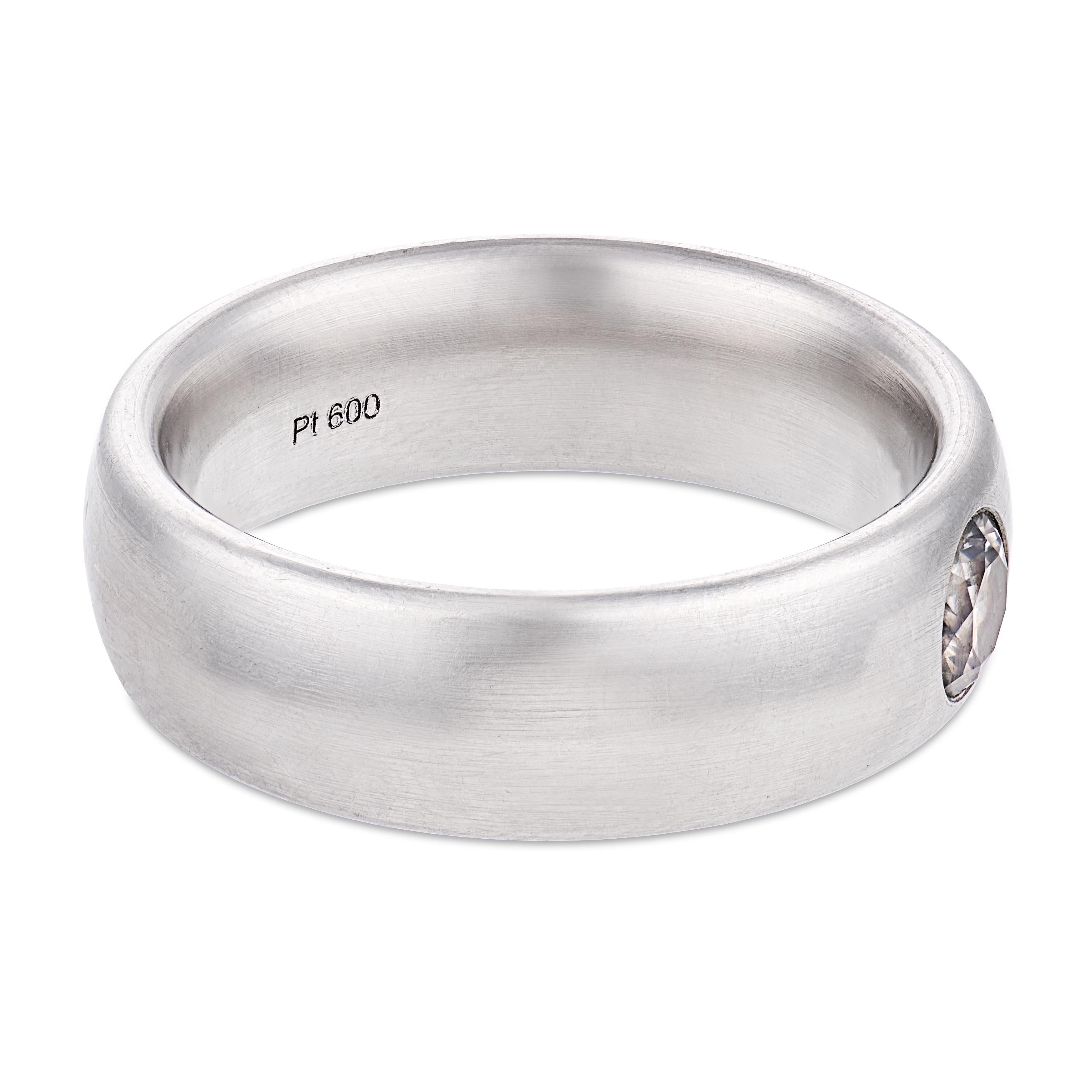 Vintage diamond platinum bezel set wedding band