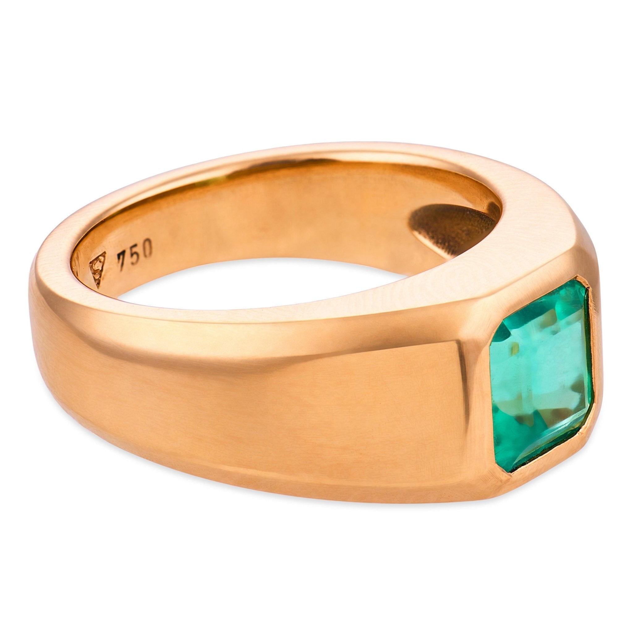 Vintage 1.20 carat Colombian emerald 18k yellow gold ring