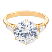 Vintage French GIA 3.34 carat diamond 18k yellow gold engagement ring