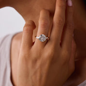 Vintage French GIA 3.34 carat diamond 18k yellow gold engagement ring