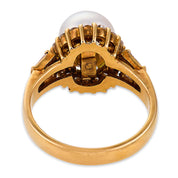 Vintage pearl diamond 18k yellow gold ring