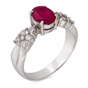 Vintage 1.01 carat ruby diamond 18k white gold ring