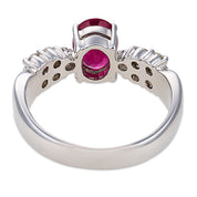 Vintage 1.01 carat ruby diamond 18k white gold ring