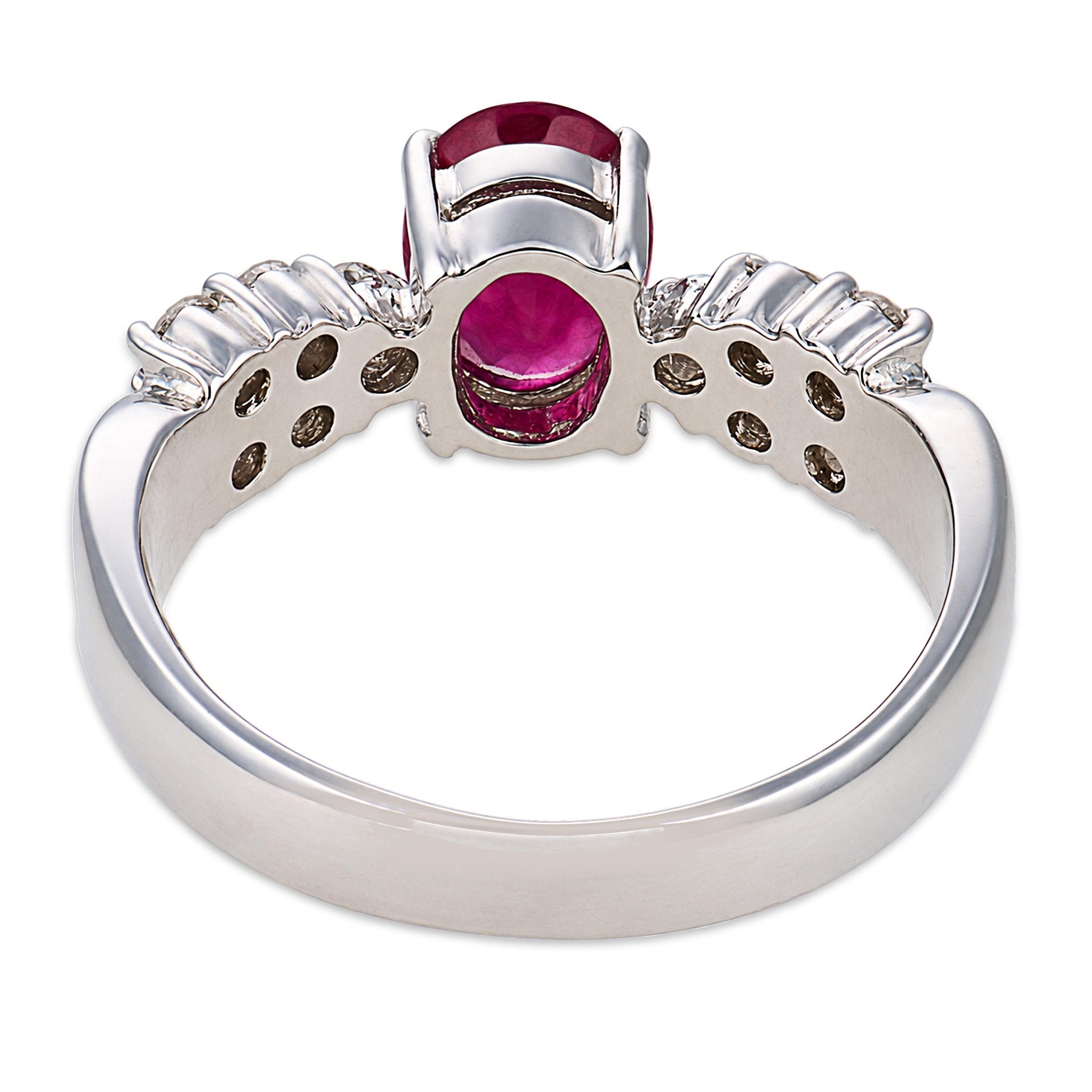 Vintage 1.01 carat ruby diamond 18k white gold ring