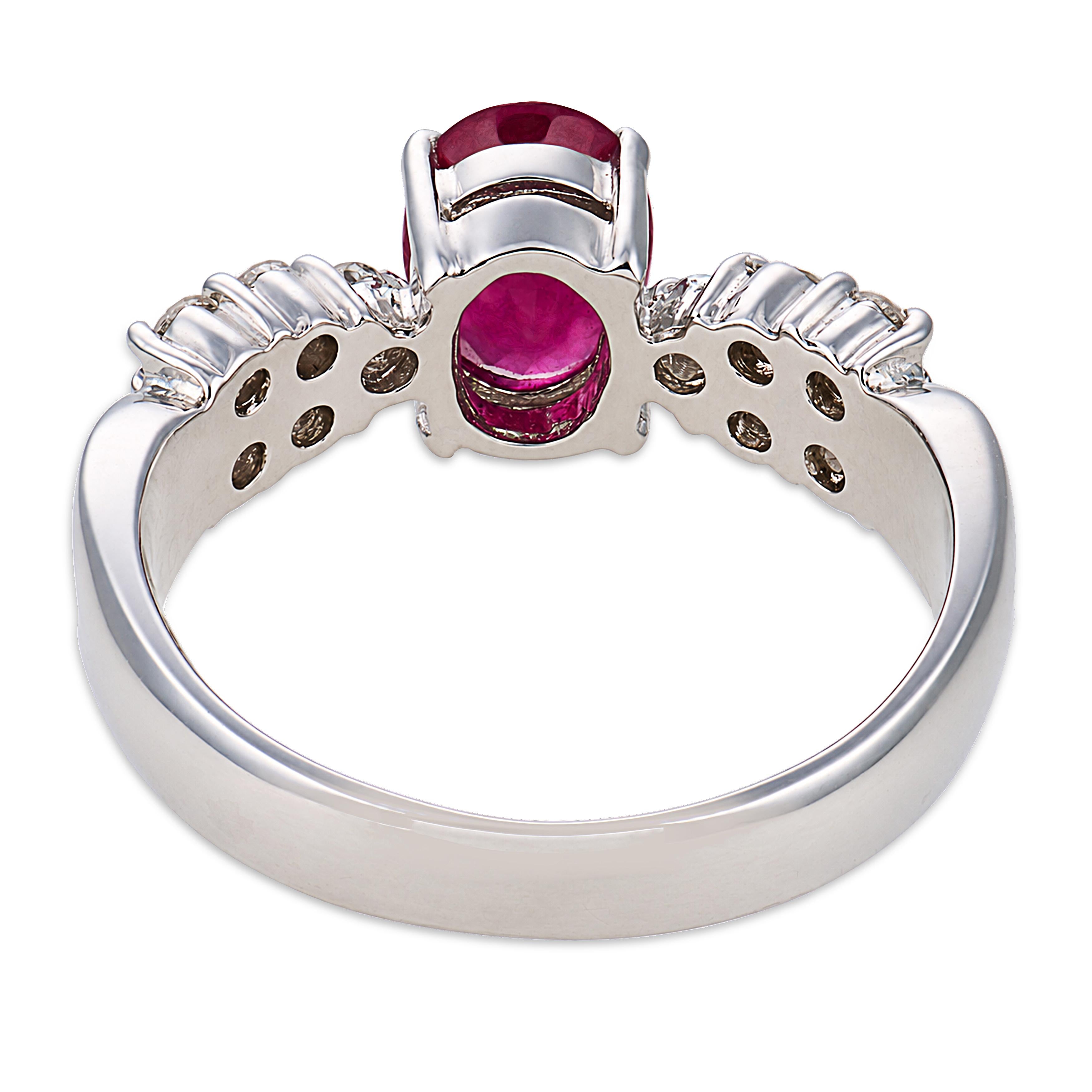 Vintage 1.01 carat ruby diamond 18k white gold ring