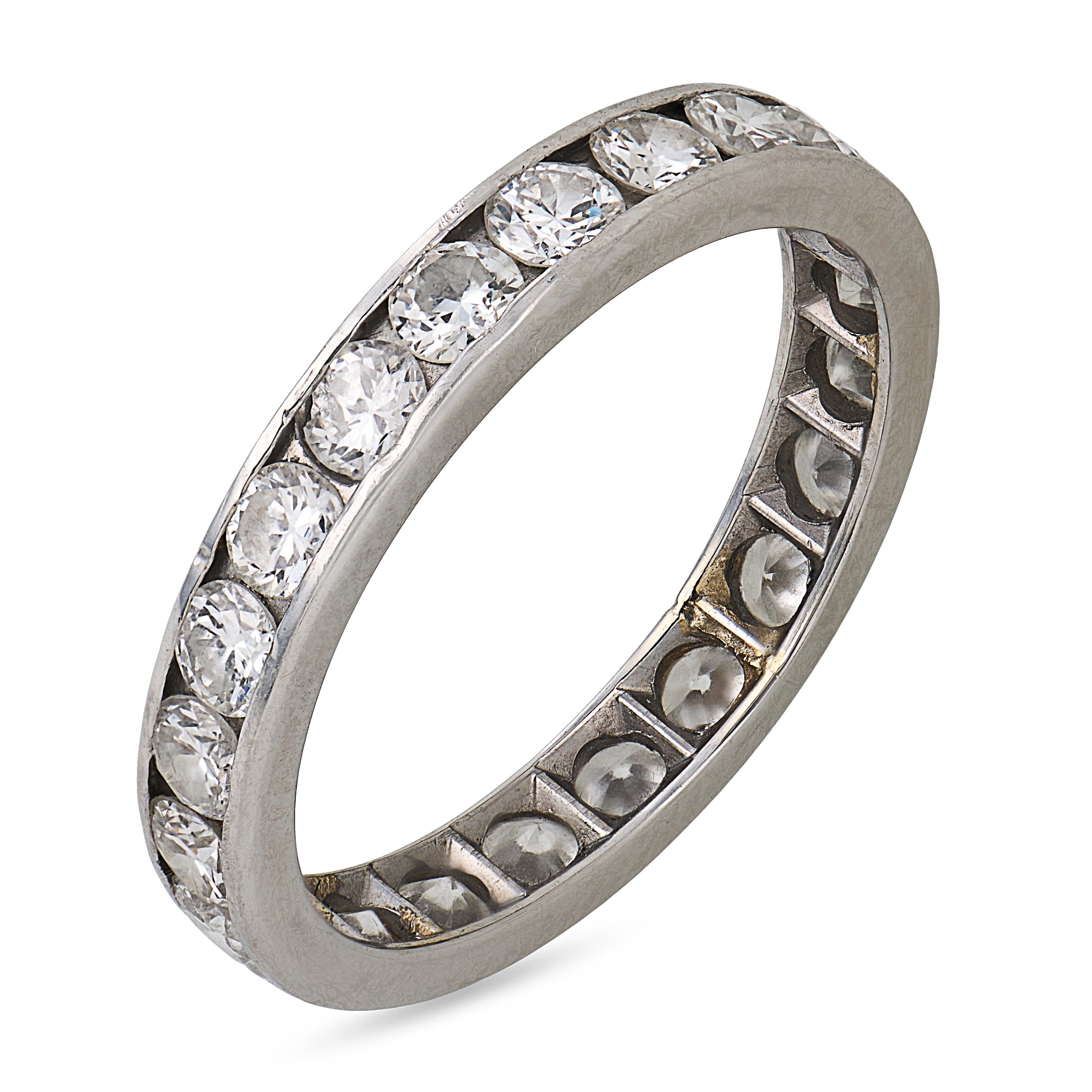 Mid Century 1.70 carat diamond platinum eternity band