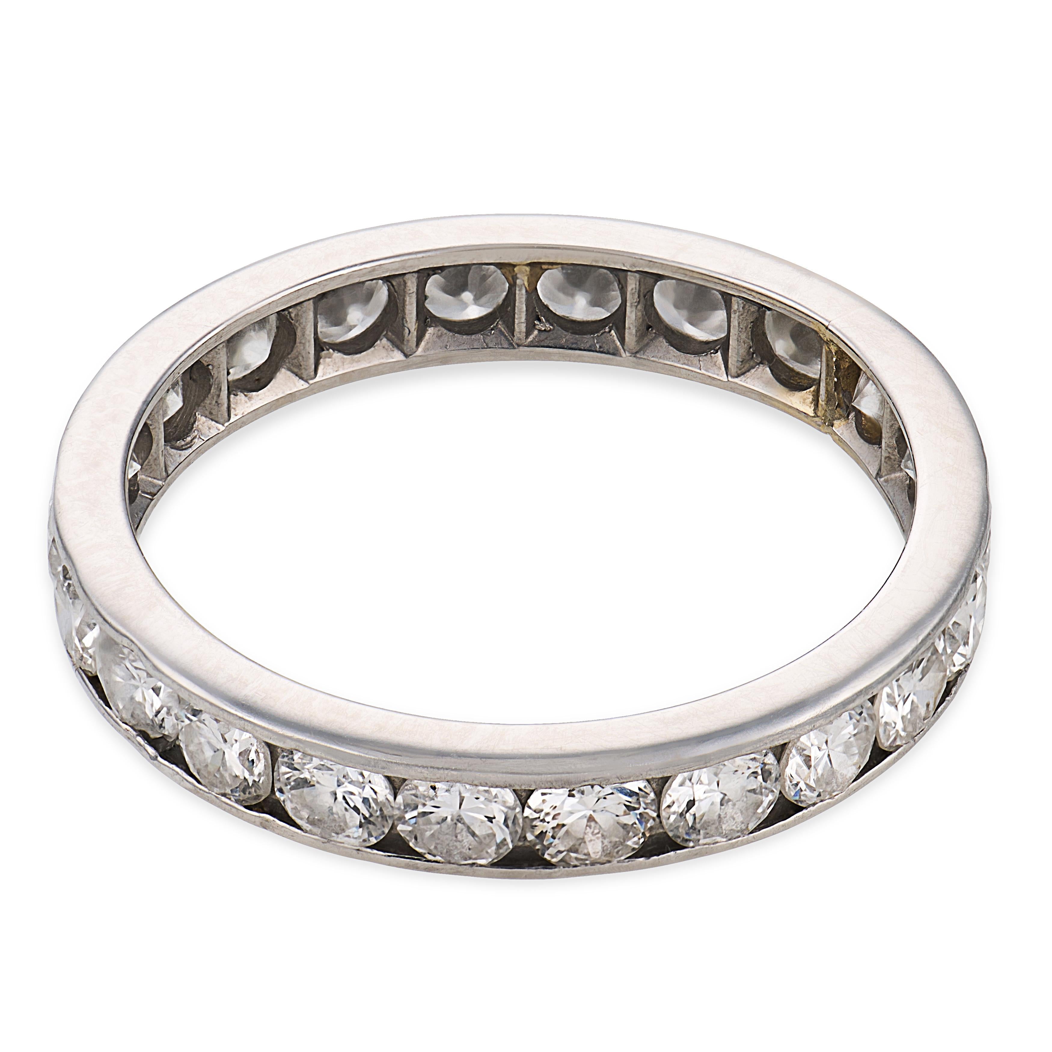 Mid Century 1.70 carat diamond platinum eternity band